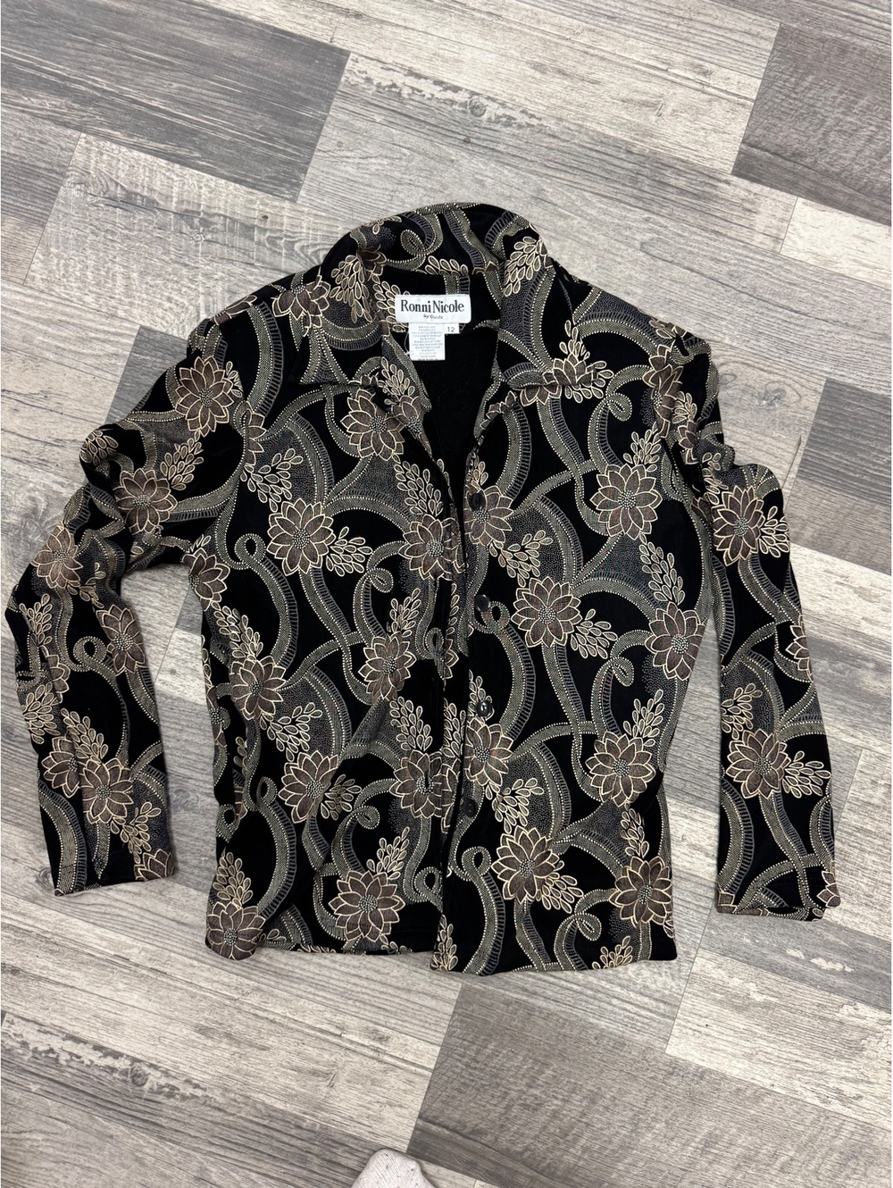 Ronni Nicole Women's Floral Patterned Blazer Jacket Size 12 vintage